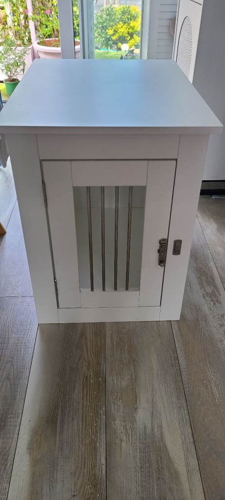 Small White furniture style dog or cat crate
