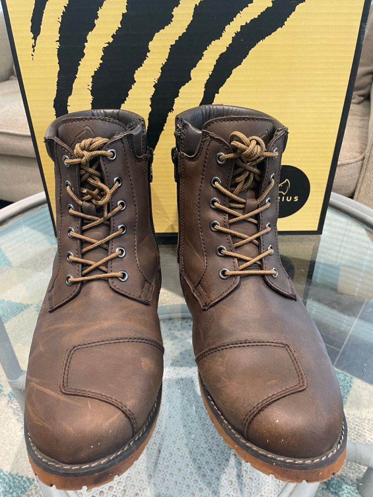 Brown Leather Casual Motorcycle Boots - Short