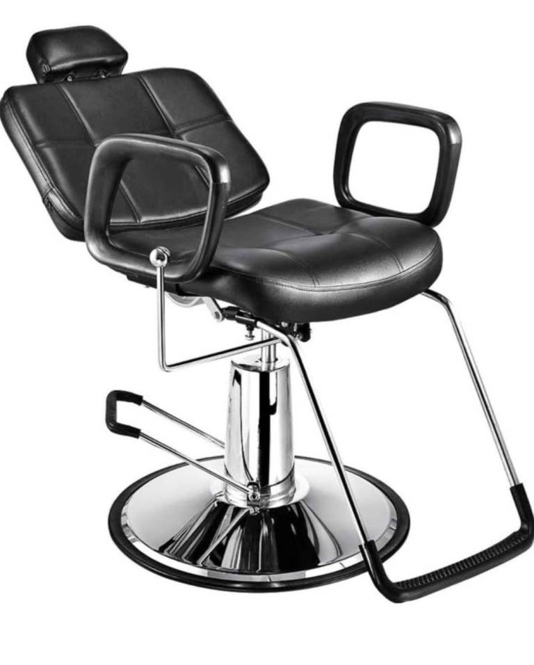 Simple Reclining Hydraulic Pump Barber Chair (Black)