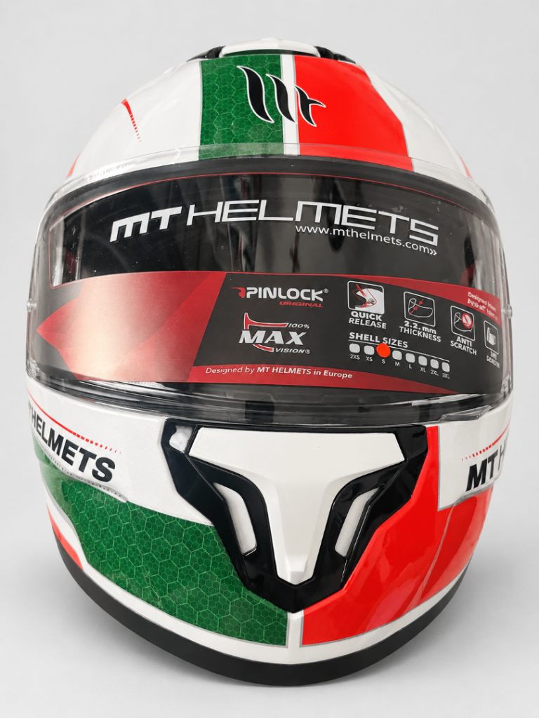 MT Atom SV Raceline Flip Front Motorcycle Helmet White Red Green Size S 55-56cm