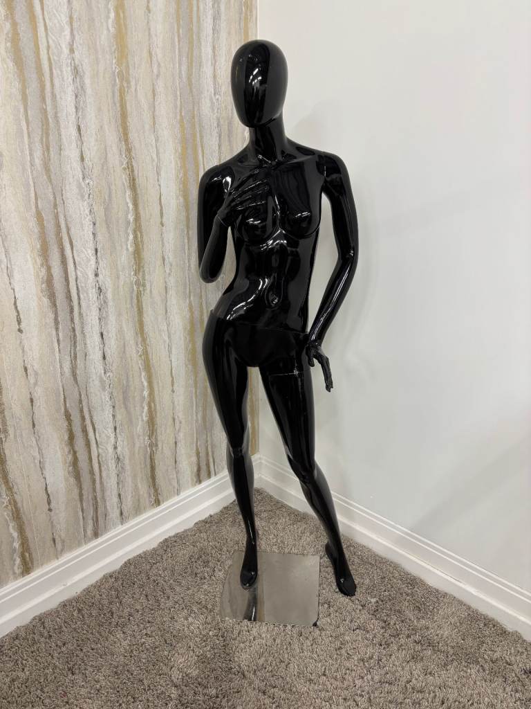 5 Various Positioned Black Gloss Mannequins 