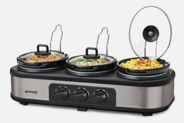Gourmet Triple Slow Cooker, Triple Food Warmer, Buffet Server & Bain Marie Stone