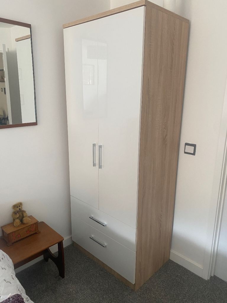 Double wardrobe and bedside table