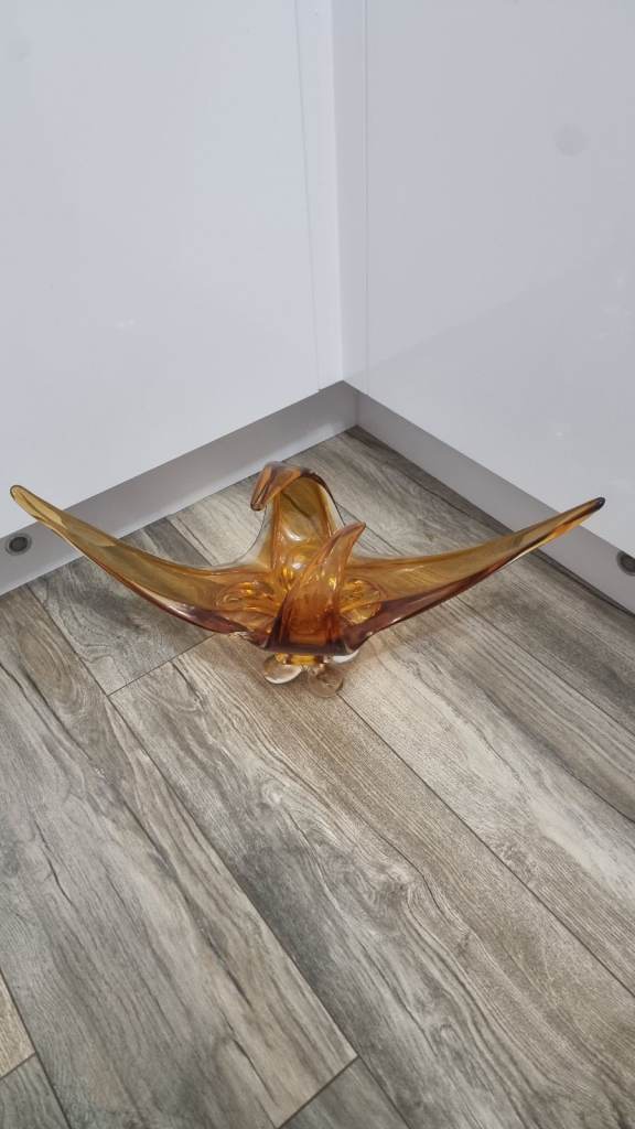 Vintage Chalet Lorraine Amber ArtGlass Bowl 1960's