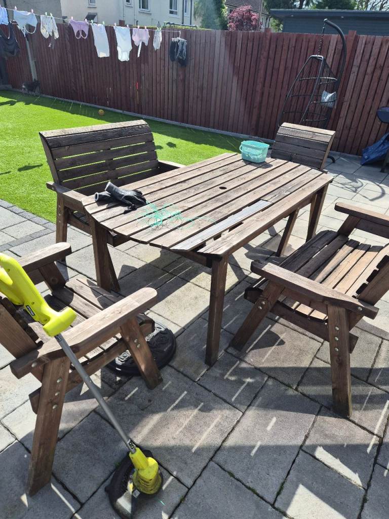 Wooden garden table amd chairs