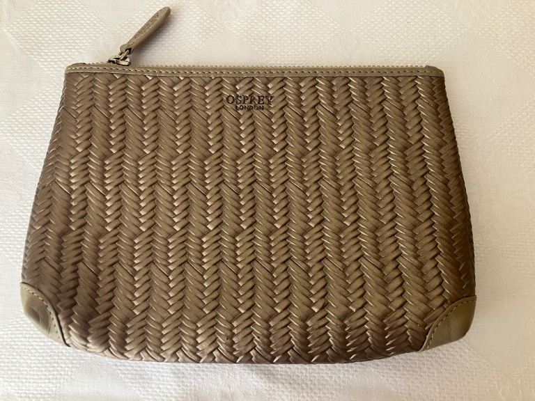Osprey London Woven Leather Make-up/Wash Bag – Gold