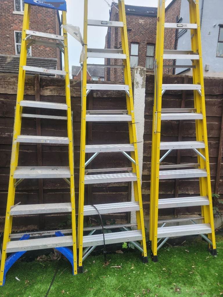 Set of 3 Yellow Step Ladders – Good Condition