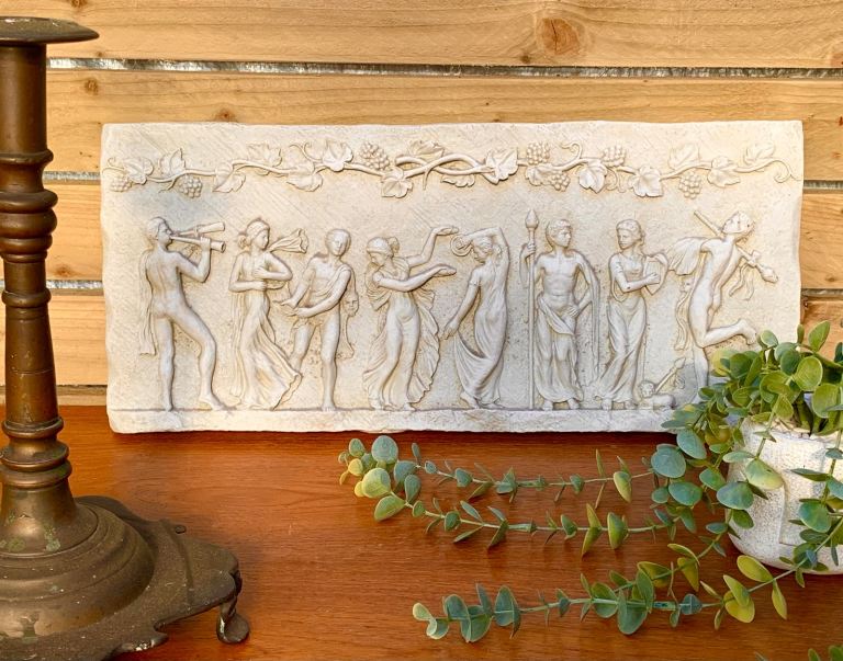 Decorative Neo Classic Wall Plaque Relief of Dancing Figures in an Ancient Greek Roman Style Frieze