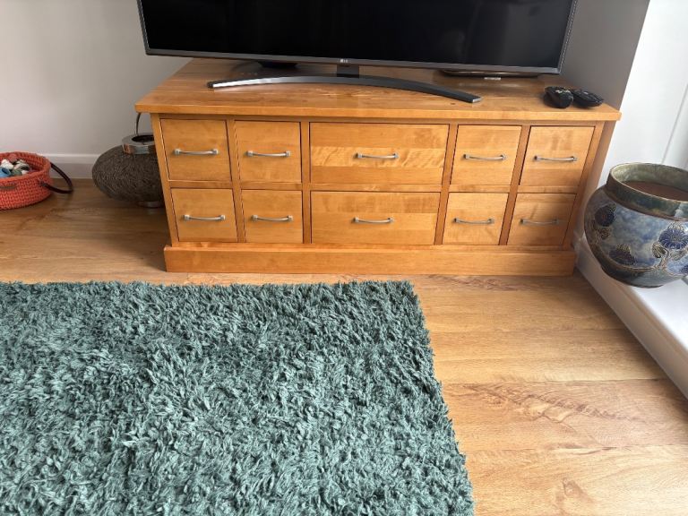 Solid Wood TV Unit with Drawers – Good Condition