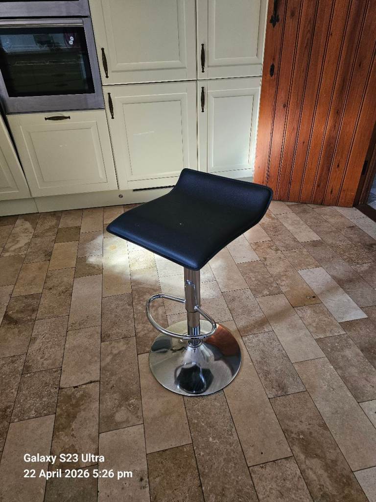 Black Bar Stool with Chrome Base