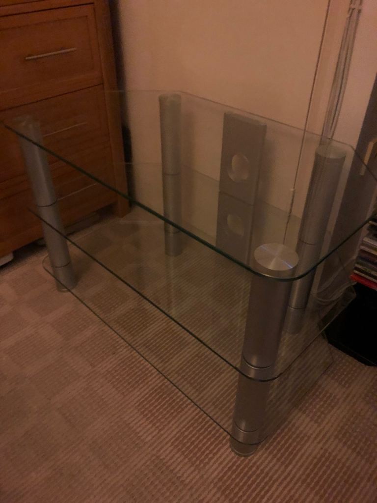 Clear glass television stand 