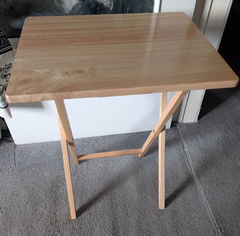 Square Wooden Folding Side Tables – Light Wood Finish