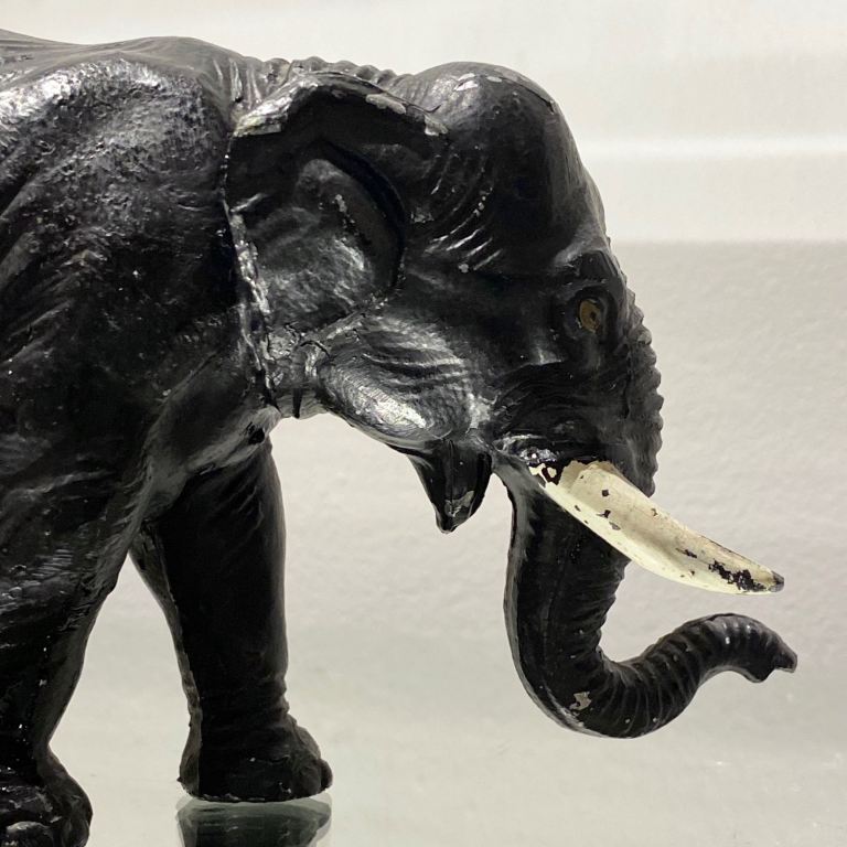 Vintage Cold Painted Spelter Tin Toy Asian Elephant Figurine Noah’s Ark Edwardian 1920s
