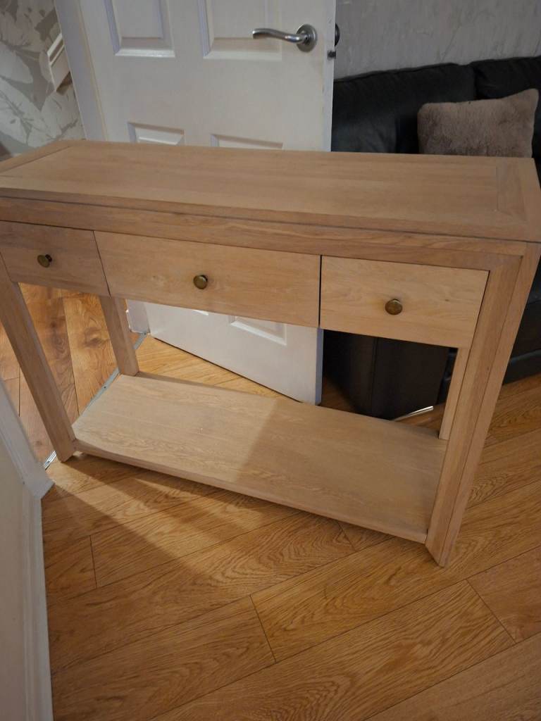Pale blonde  solid oak console table