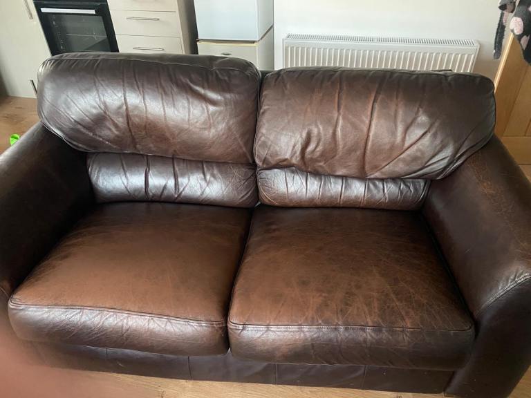 Leather two seater sofa