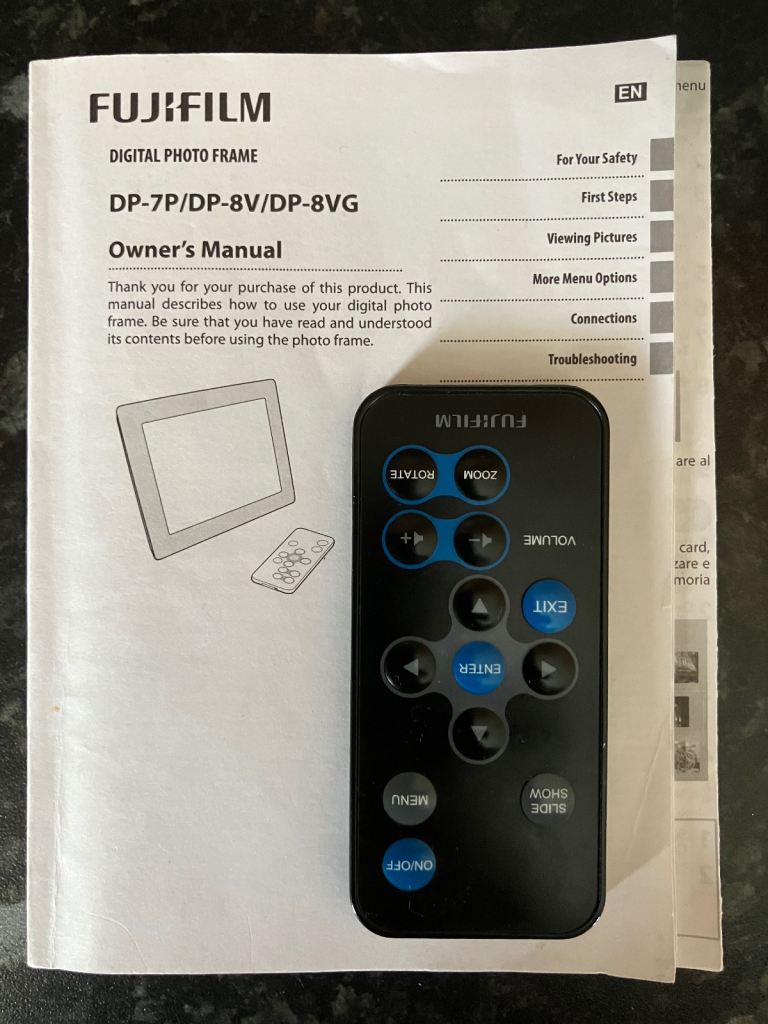 Fujifilm DP-7P / DP-8V / DP-8VG Original Remote Control & Manual
