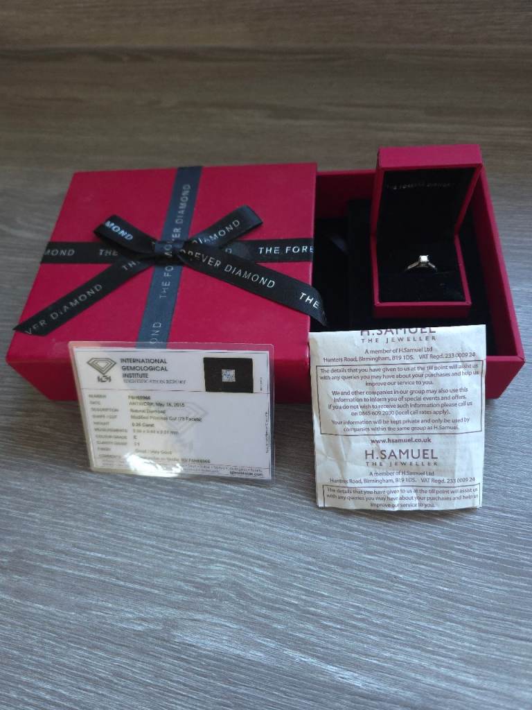 BEAUTIFUL H SAMUEL 9CT WHITE GOLD .25CT DIAMOND ENGAGEMENT RING  COST £799 NEW IN EXCELLENT CONDITI