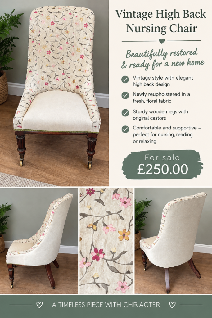 Vintage High Back Nursing Chair – Beautifully Restored