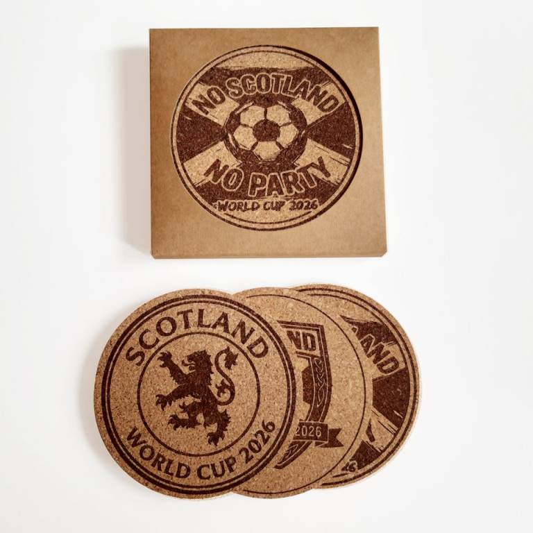 Scotland World Cup 2026 Cork Beer Mats / Drinks Coasters - Box of 4