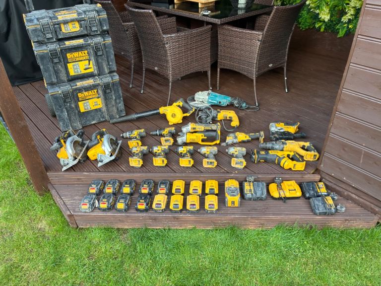 Large DeWalt Power Tool Collection with Batteries and TSTAK Cases
