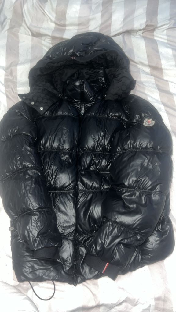 Moncler Black Puffer Jacket with Hood – Good Condition