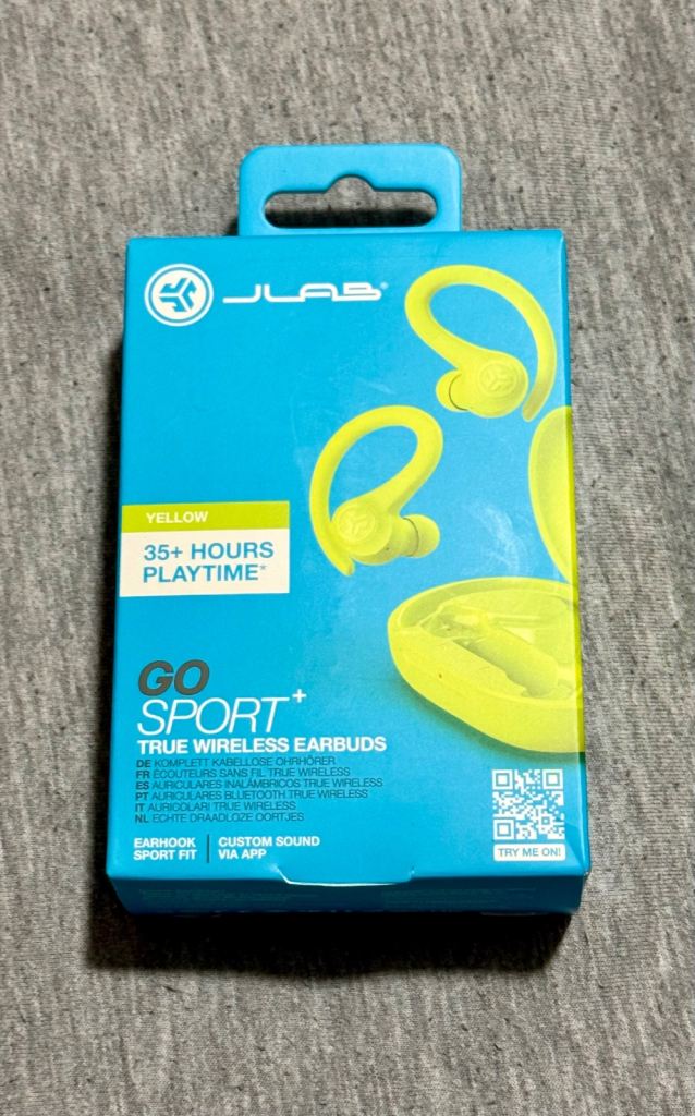 New JLab GO Sport+ True Wireless Earbuds | Yellow | 35+ Hr Playtime | Sport Fit