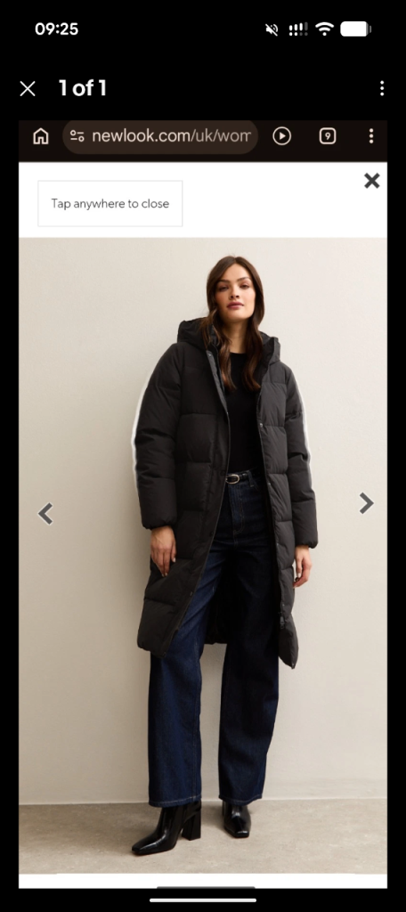 New Look Tall Longline Puffer Jacket Size 20