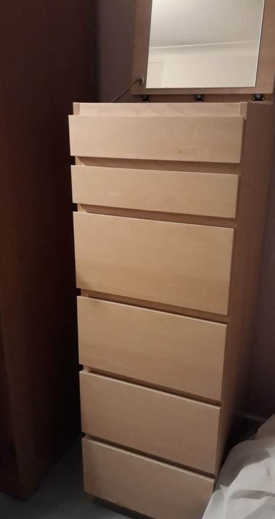 IKEA Malm Tallboy chest of drawers with pop-up mirror