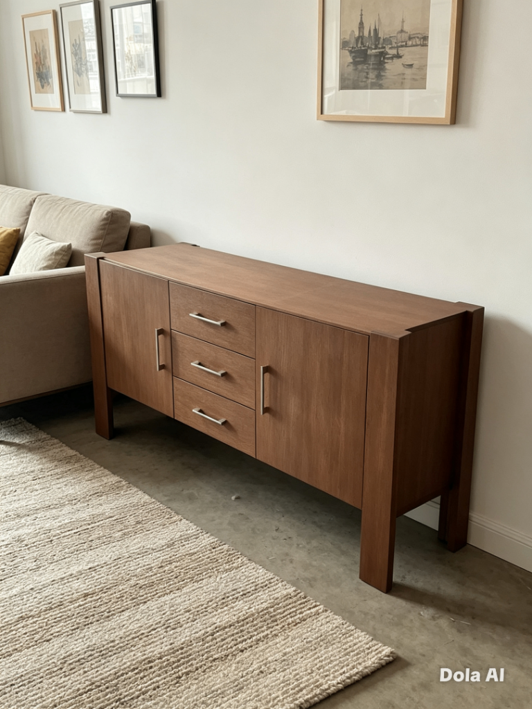Wooden Sideboard with Drawers and Cupboards – Good Condition