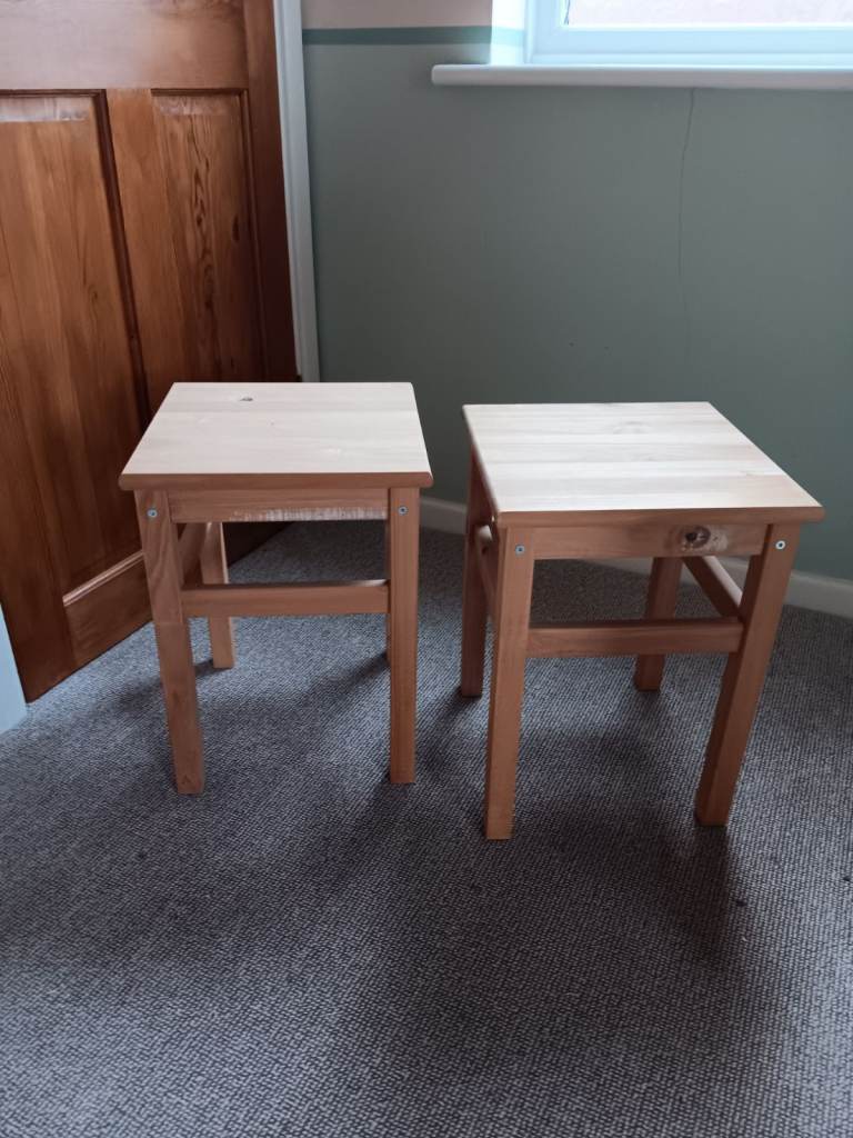 Pair of Wooden Stools – Solid & Practical