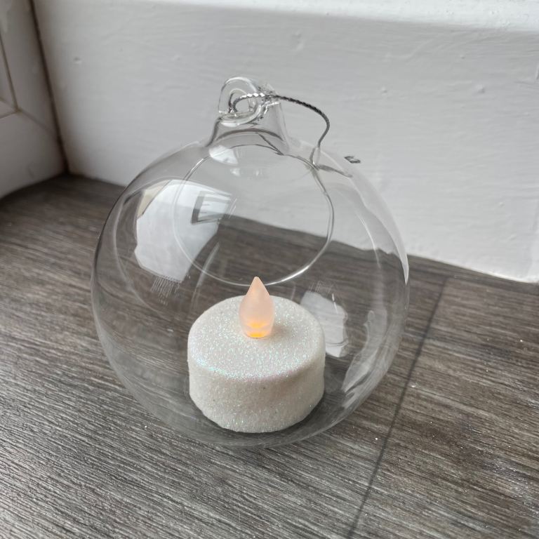 Christmas Decorations Glass Bauble with Candle Tree Decorations
