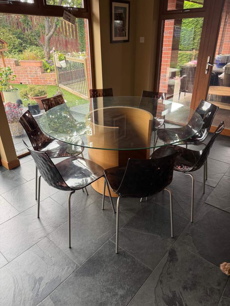 Glass Dining Table with 6 Chairs – Good Condition