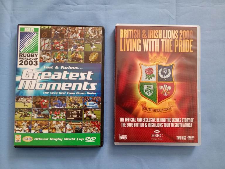 RUGBY DVDs - British & Irish Lions 2009 South African tour & Rugby World Cup 2003 Greatest moments