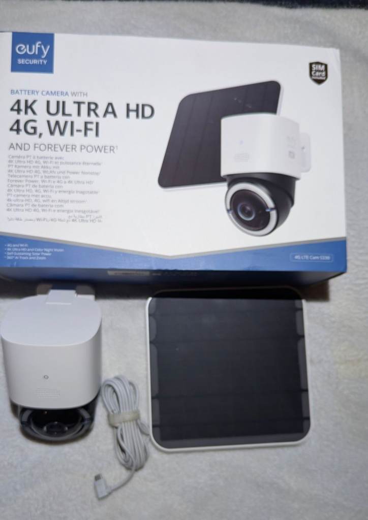 image for Eufy Security 4K Ultra HD 4G + Wi-Fi Camera (Model: 4G LTE Cam S330) – With Solar Panel