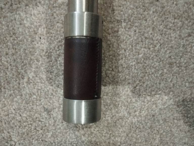 Leather Fixed Curtain Rod 190cm, Brown/Silver