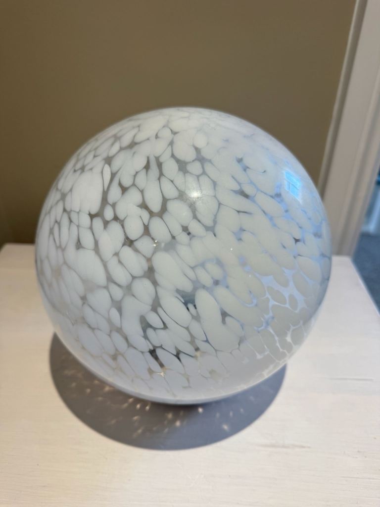 La Redoute Angelia Speckled White Glass Spherical Table Lamp.