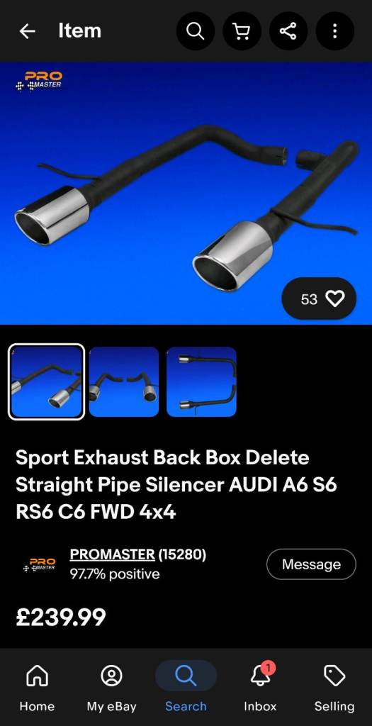 Audi C6 sports exhaust