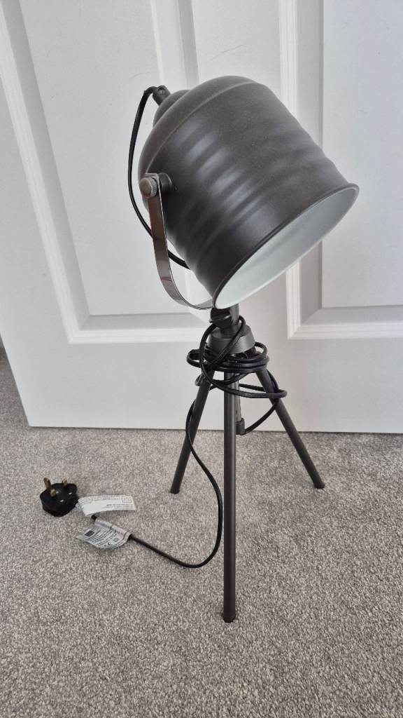 Industrial Style Tripod Floor Lamp - Dark Grey Metal