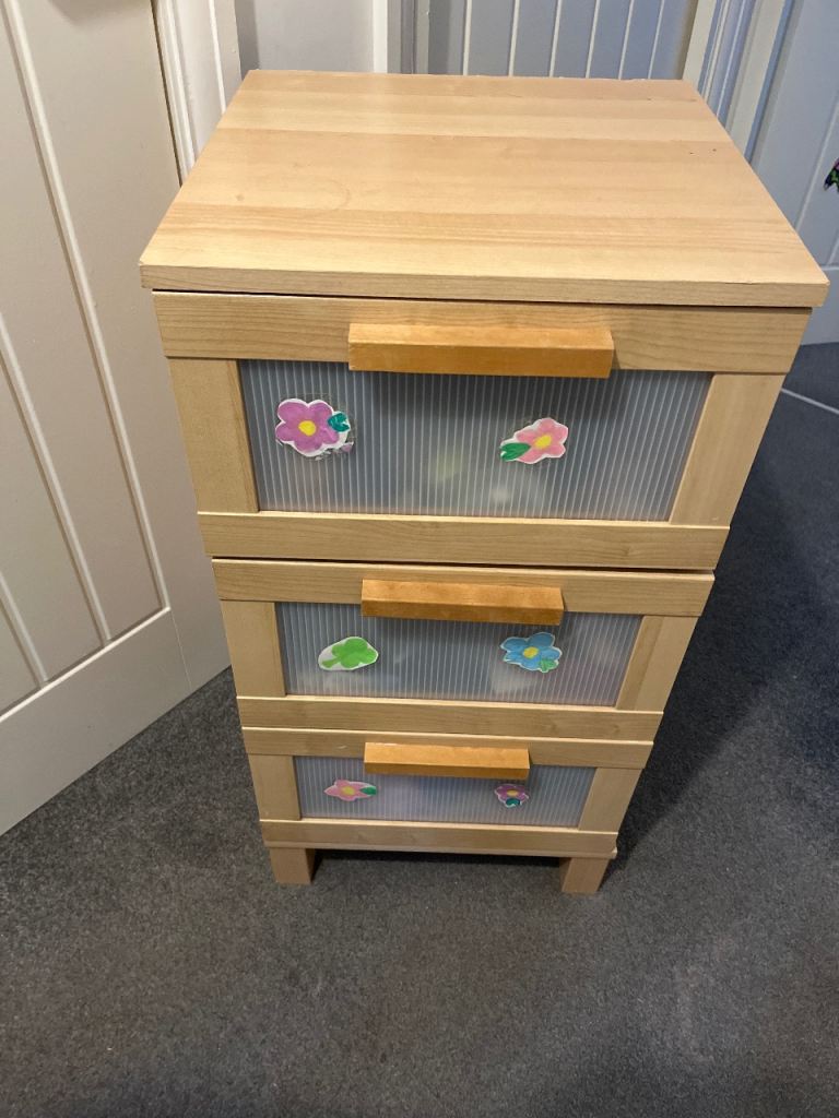 Wooden 3-Drawer Storage Unit for Kids Room