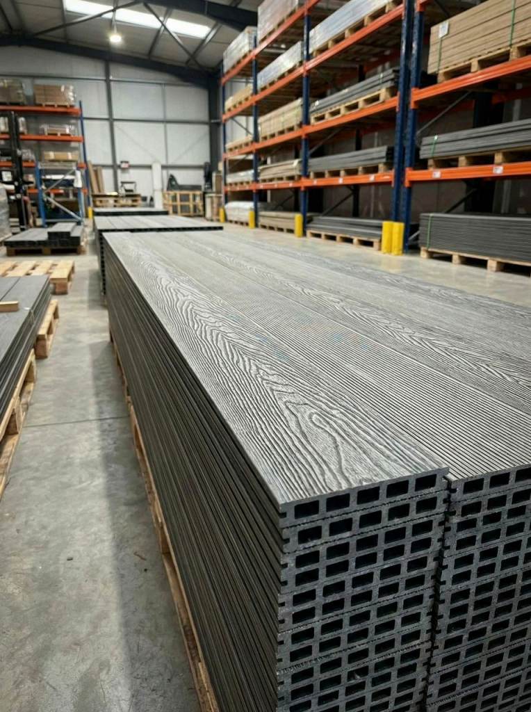 DECKING PREMIUM | Grooved DECKING Grey on WPC Woodgrain Silver Reverse effect BOARDS COMPOSITE 3.6m