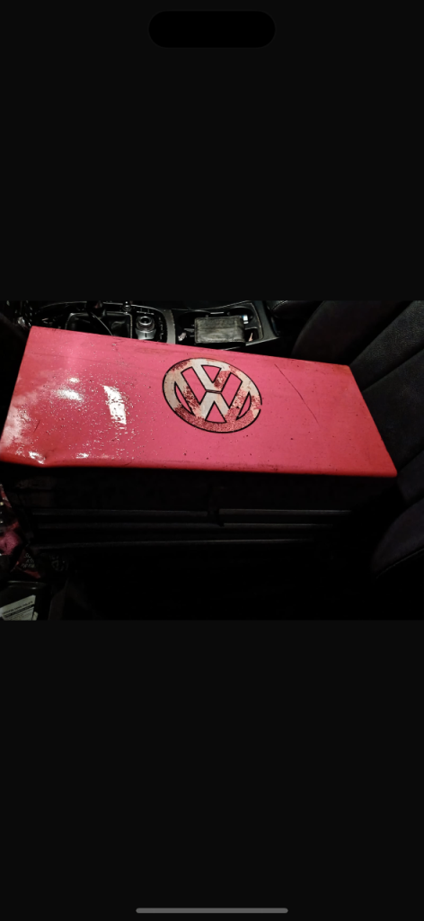 Red metal tool box 