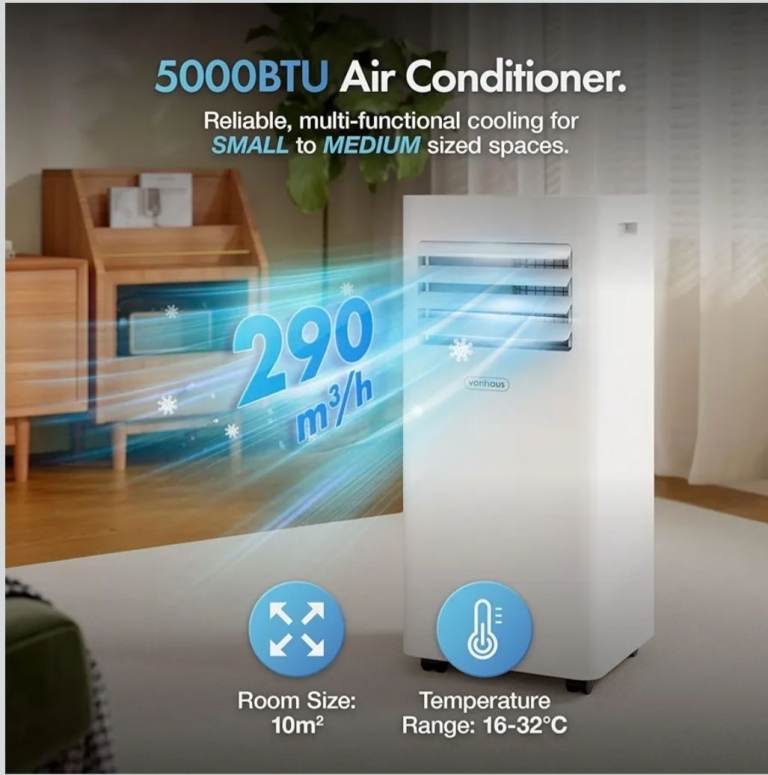 NEW & UNUSED Vonhaus 5000 but 4-in-1 energy efficient air conditioner. 