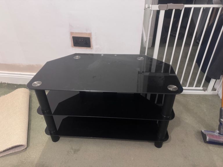 Free black glass TV stand