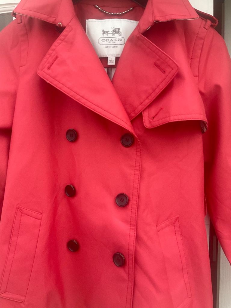 Coach Red Double-Breasted Jacket – Good Condition