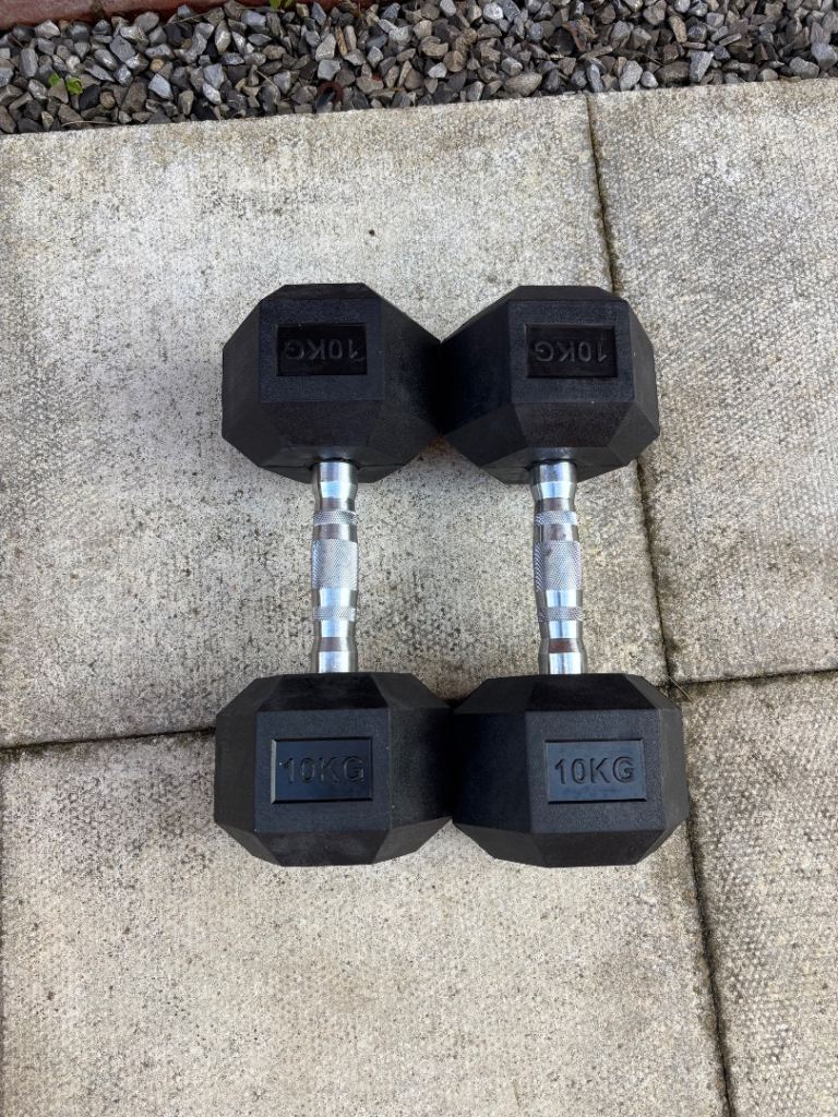 Pair of 10KG Hex Dumbbells – As Good As New