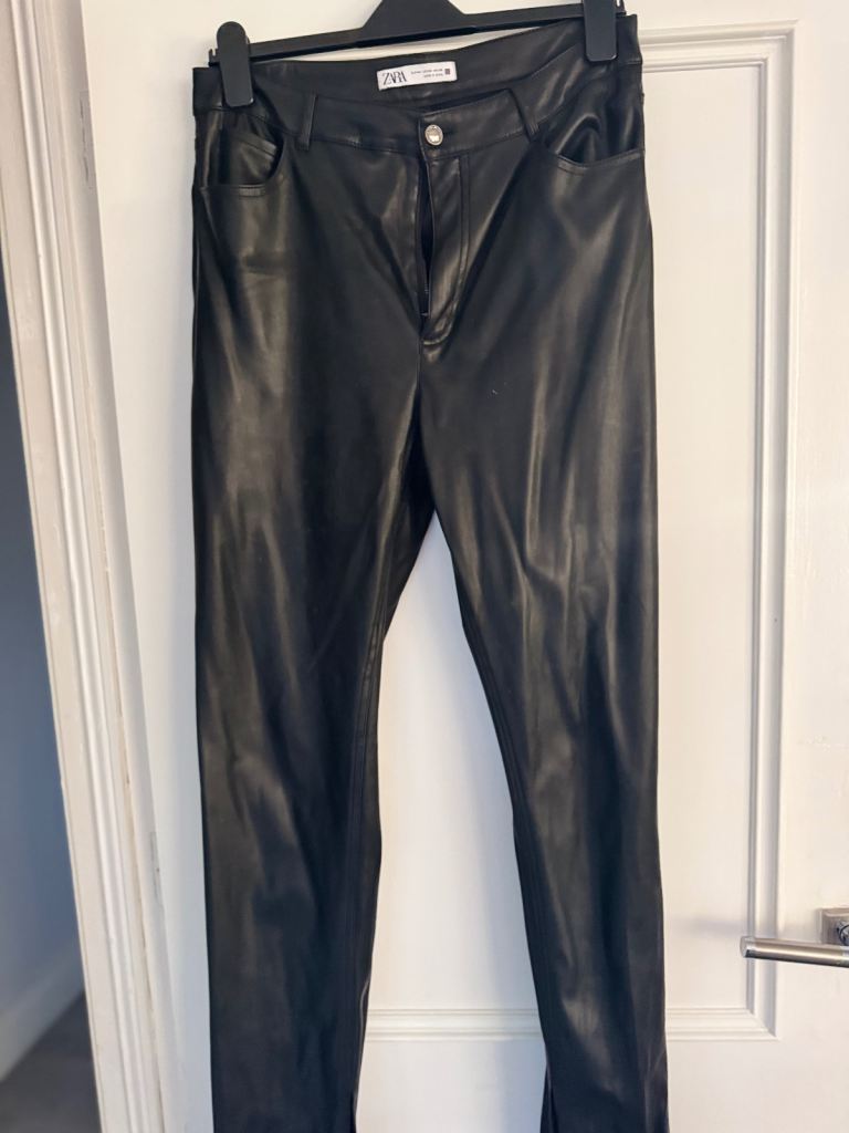 Zara Black Faux Leather Trousers - Good Condition