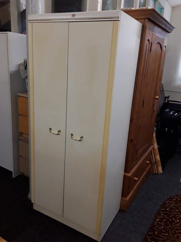 image for White single two drawer wardrobe Copley Mill Low Cost Moves 2nd Hand Furniture STALYBRIDGE SK15 3DN