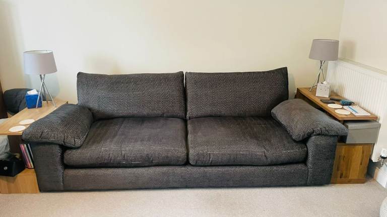 Comfortable Grey Fabric Three Seater Sofa – Good Condition