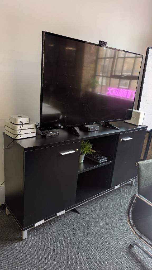 Black credenza double cupboard office storage