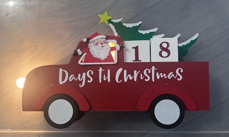 Christmas Countdown Calendar Red Truck with Lights